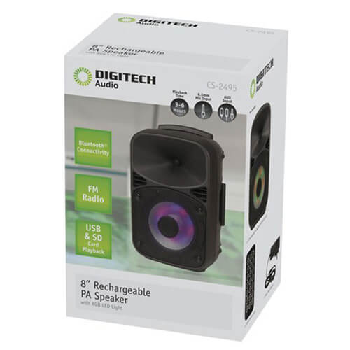 Rechargeable Speaker w/ USB SD Card Bluetooth Playback (8")