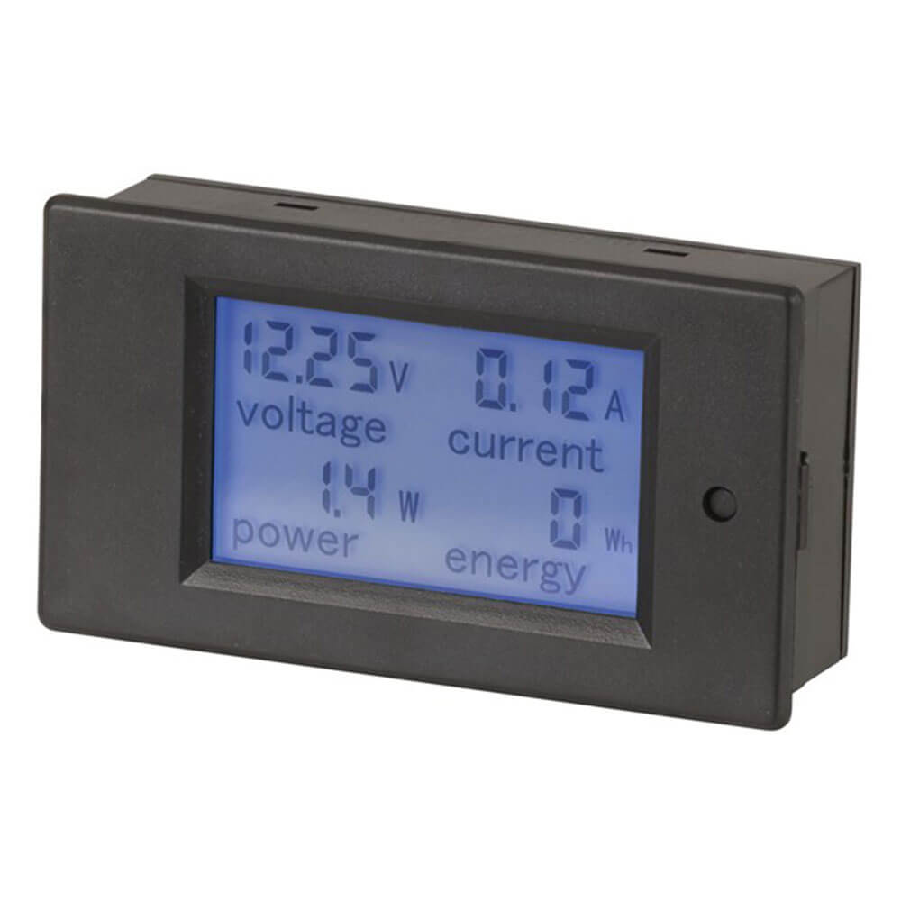 Power Meter w/ Built-In Shunt & LCD Disp (20A 6.5-100V DC)