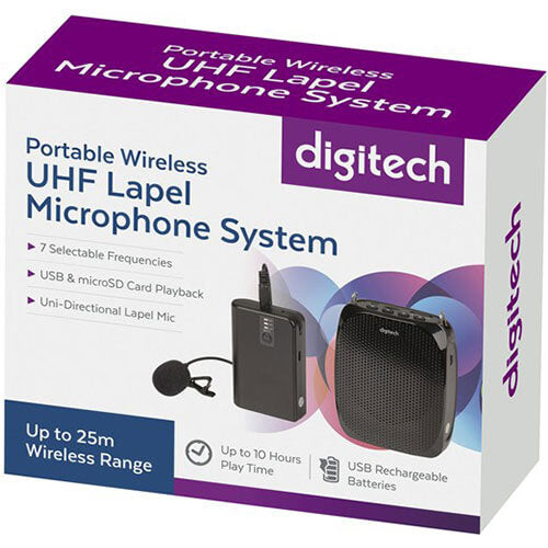 Wireless UHF Clip Lapel Microphone Receiver & Speaker System