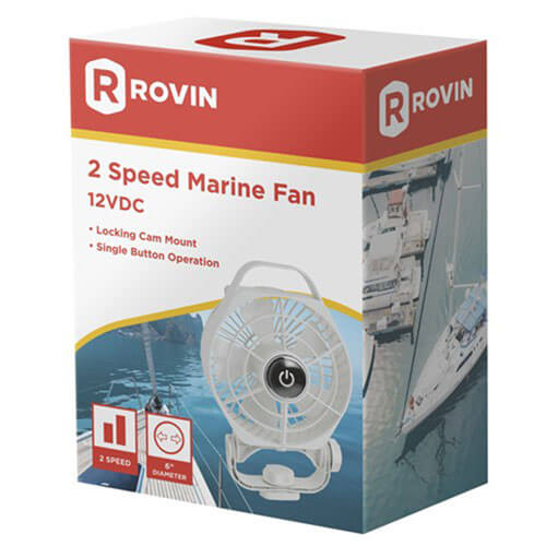 Rovin 2 Speed Marine Fan 12VDC White 6"