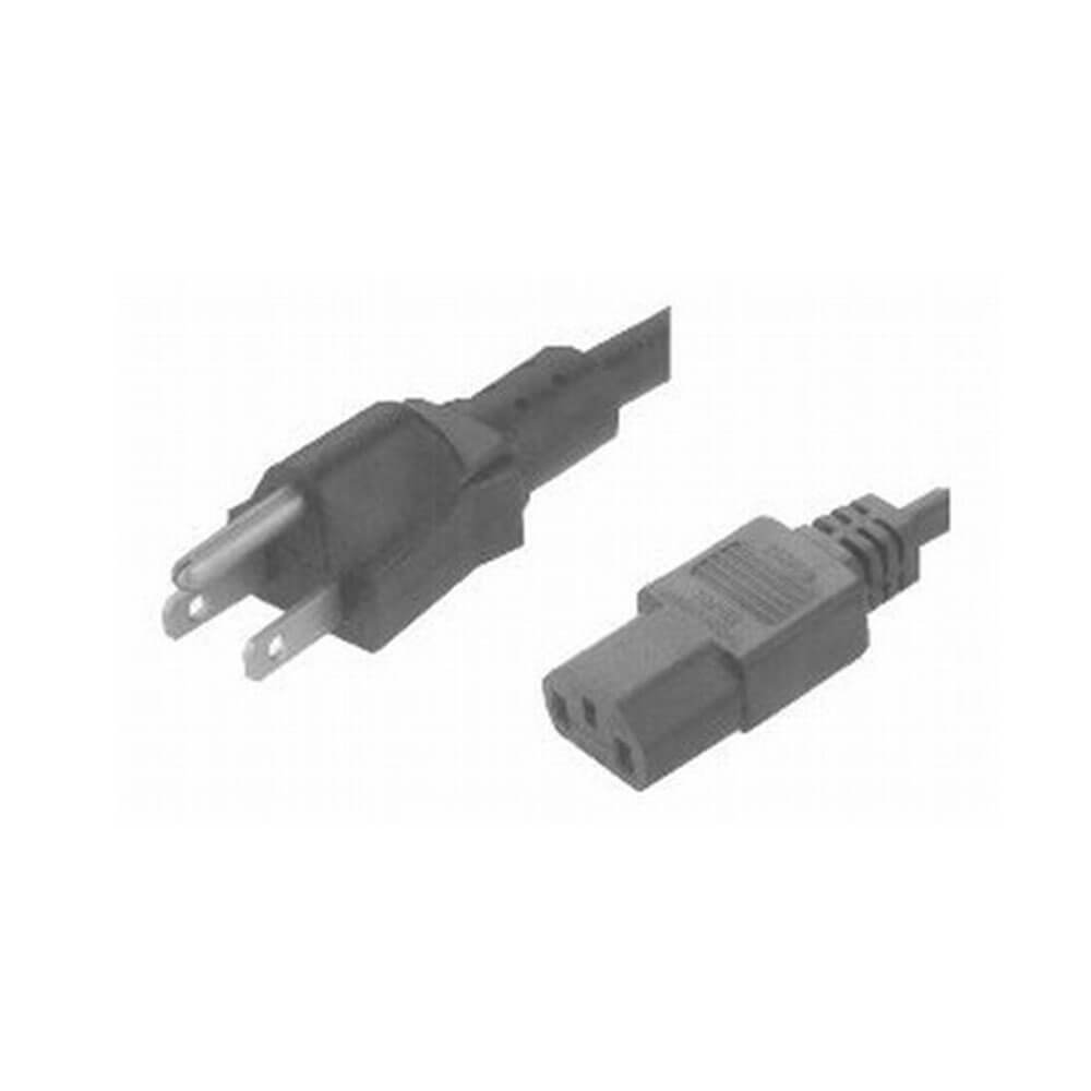 3 Pin USA Plug to IEC Socket Black (1.8m)