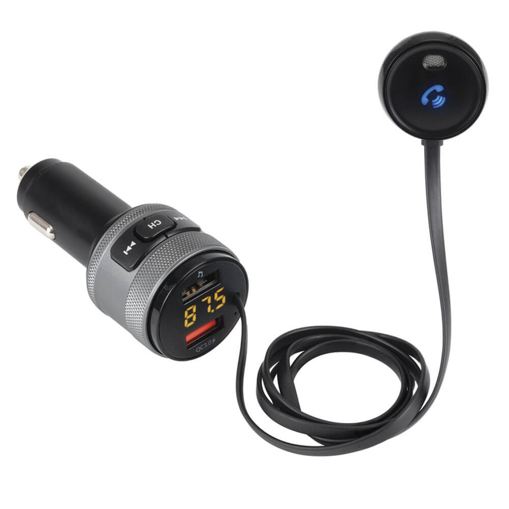 Transmisor FM con tecnología Bluetooth USB y extensión de micrófono