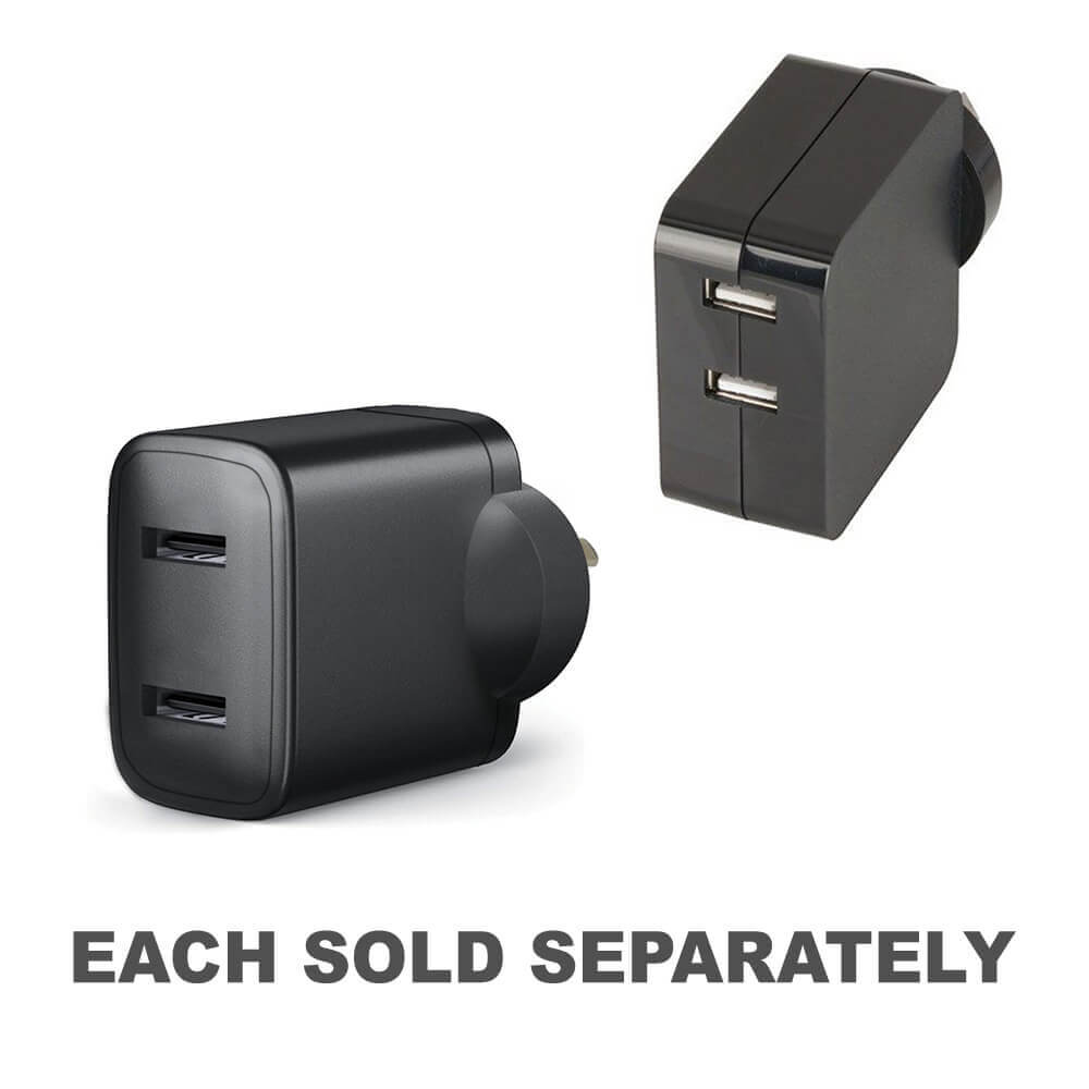 Dual USB Mains Power Adaptor Black (5VDC) - LatestBuy