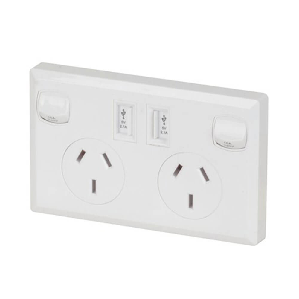 Double GPO Power Point with USB Ports (10A)
