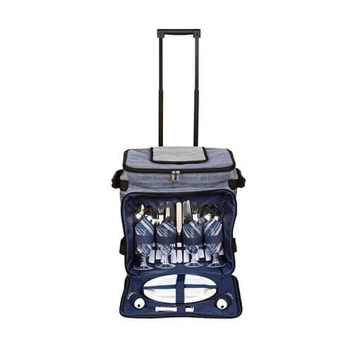 Natural Style 4 Person Picnic Trolley Bag (Blue/Grey)