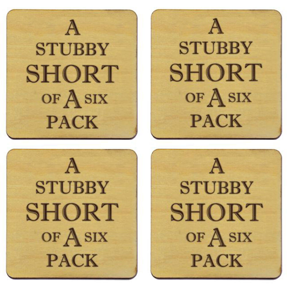 Journeyman Designs Stubby Short of a Six Pack Coaster Set