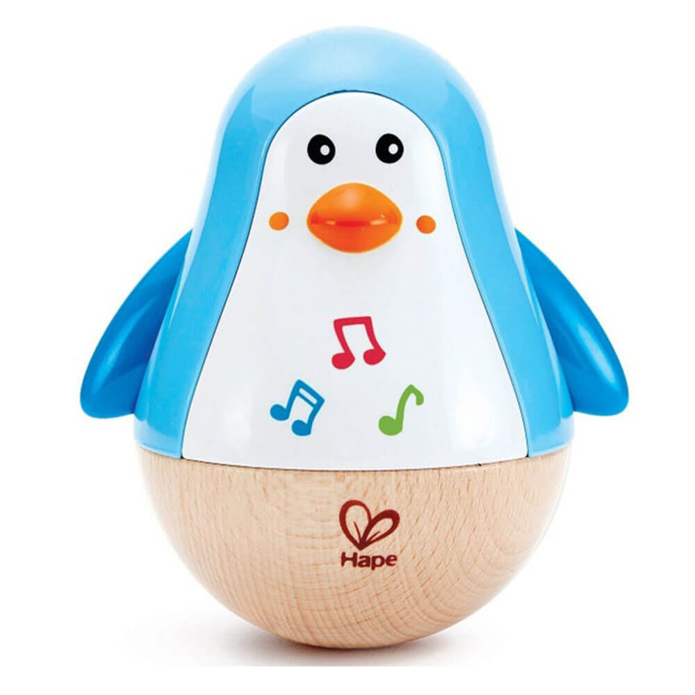 Hape pingvin musikalsk wobler i træ til småbørnslegetøj