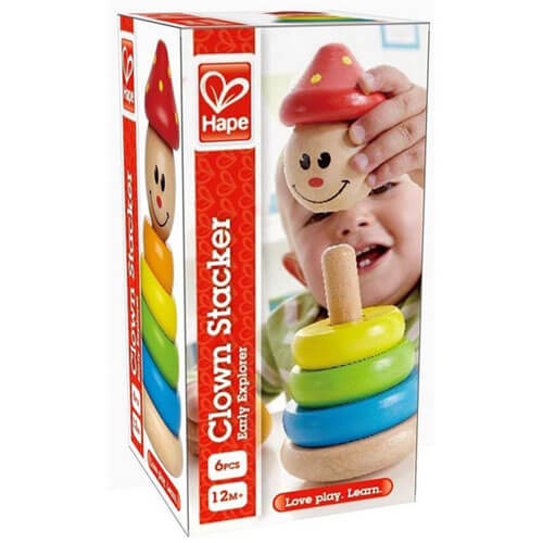 Hape Clown Stacker Toddler Wooden Ring Toy