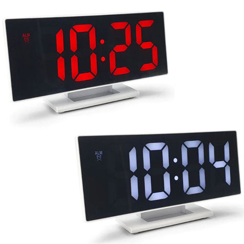 Mirrored Face LCD Alarm Clock 19cm