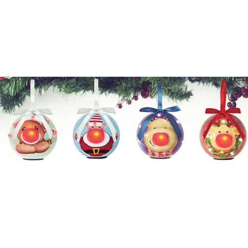 4 boules de Noël LED avec lumières clignotantes 8 cm