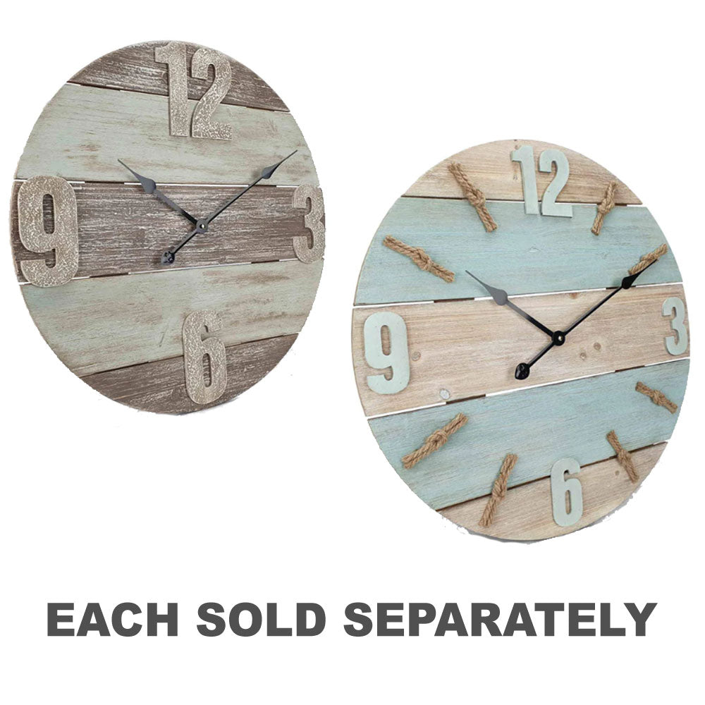 Round Timber Panel Wall Clock (60x60x2.5cm)