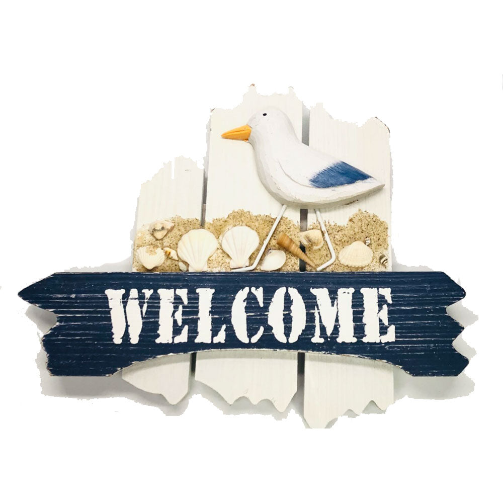 Nautical Fence Shaped WELCOME Wooden Sign