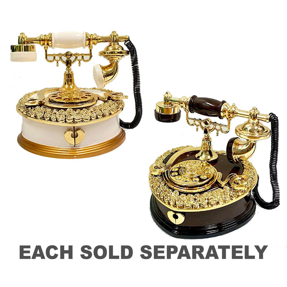 Antike Telefon-Aufzieh-Spieluhr mit Schmuckschubladen