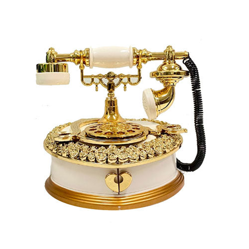 Boîte à musique à remontage pour téléphone antique avec tiroirs à bijoux