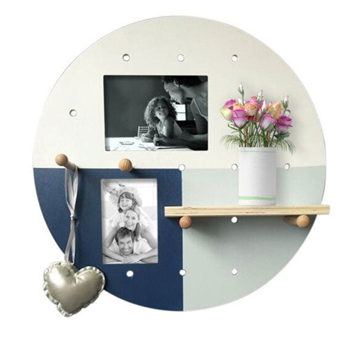 Wooden Double Photo Frame with Shelf (50x50x1cm)