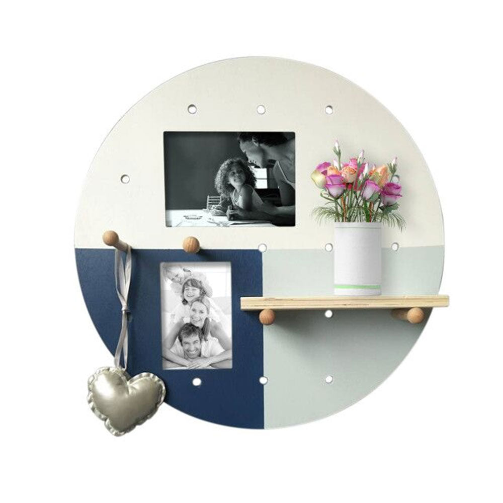 Wooden Double Photo Frame with Shelf (50x50x1cm)