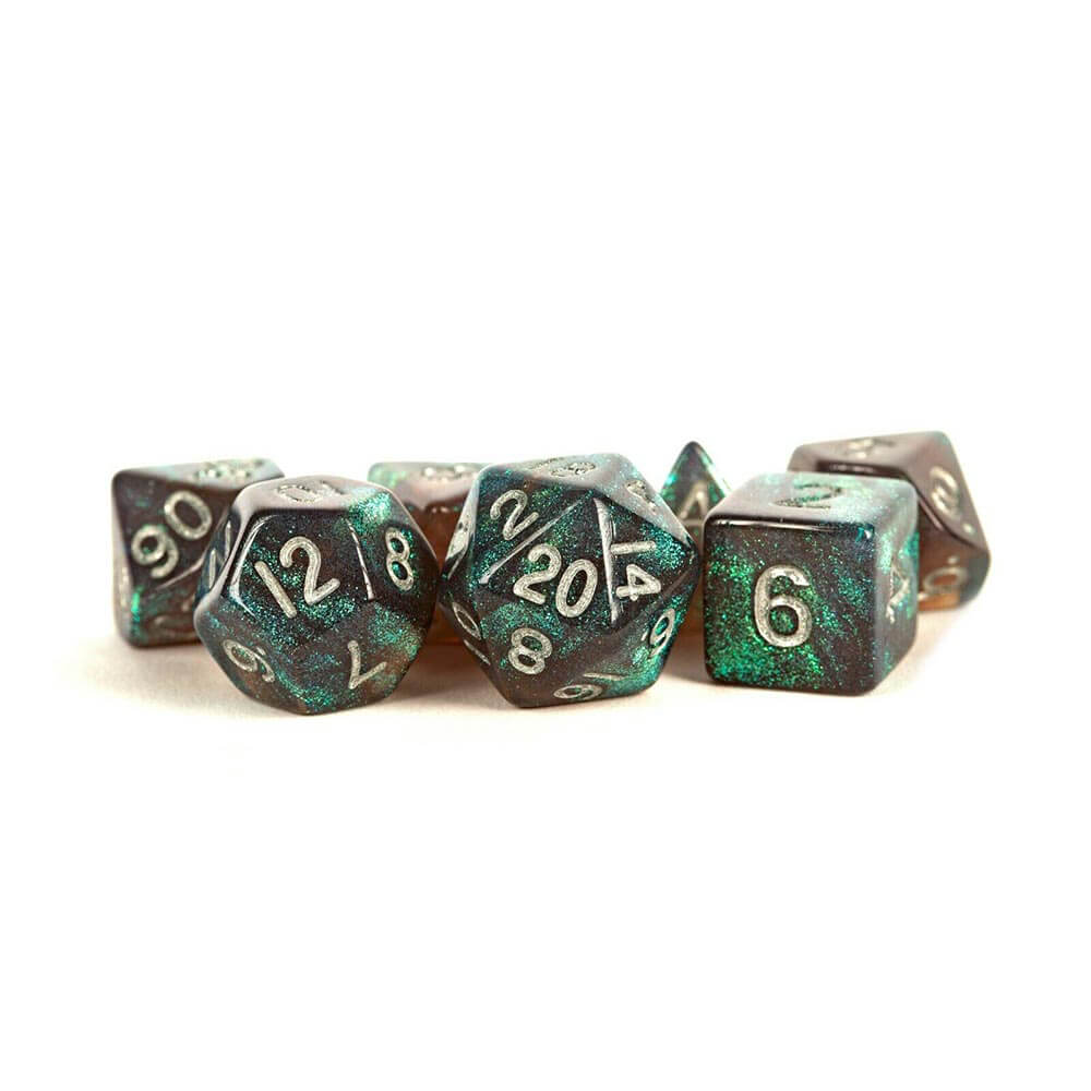 MDG Poly Acrylic Dice Set 16mm w/ Silver No. (Stardust Gray)