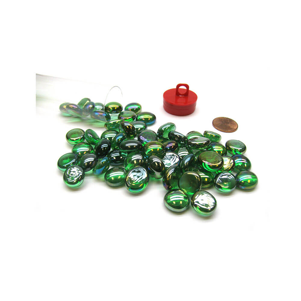 Gaming Stones Crystal Green Iridized Glass Stones 4" Tube