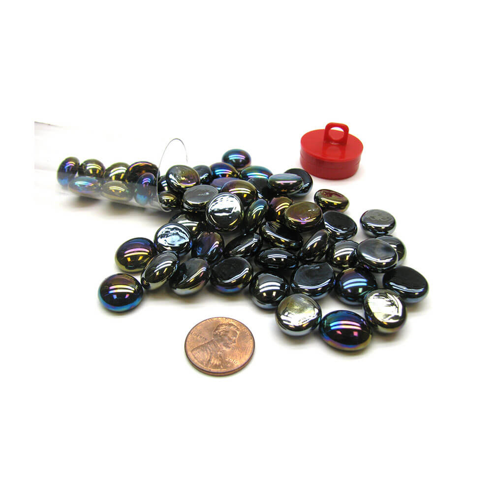 Gaming Stones Black Opal Iridized Glass Stones 5 1/2" Tube