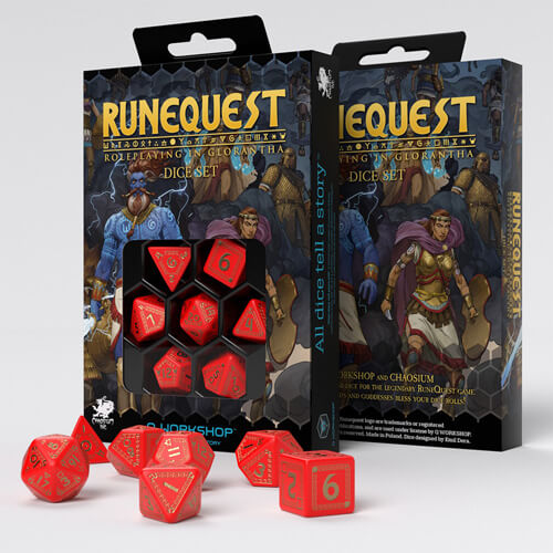 RuneQuest Dice Set of 7 (Red and Gold)