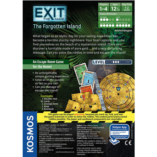 Exit The Game The Forgotten Island Card Game