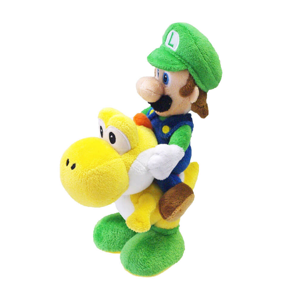 Super Mario Bros pluche Luigi rijdende Yoshi 8"