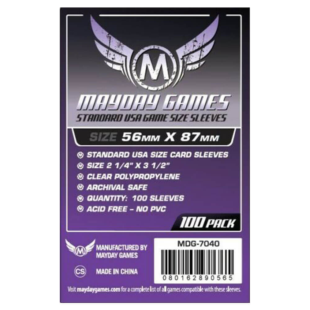Mayday: 100 Standard USA Game Size Sleeves (Purple)