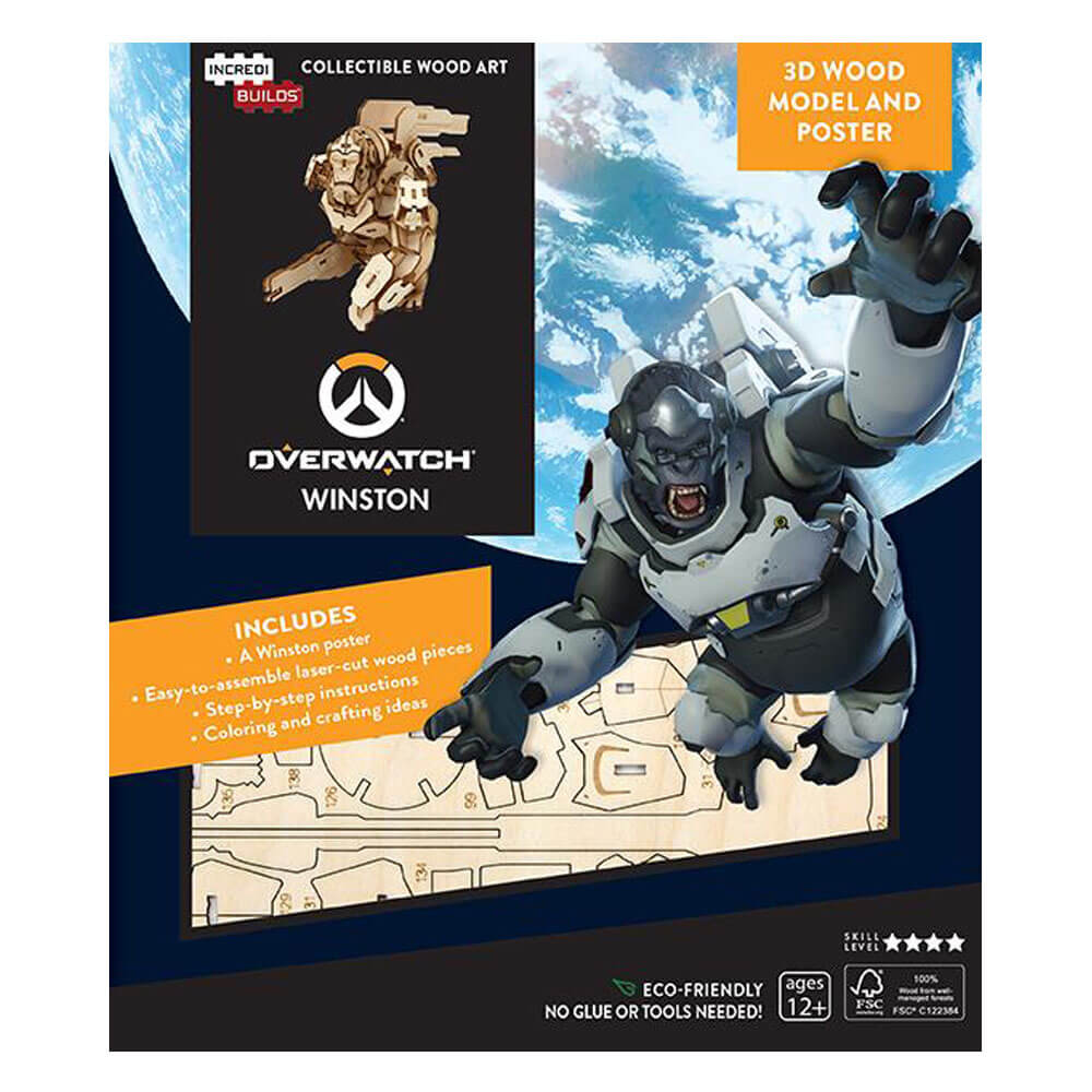 Incredibuilds Overwatch Winston 3D Wood Model and Poster