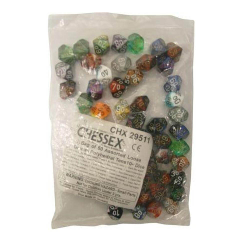 D10 Tens Dice Assorted Loose Poly (50 Dice)