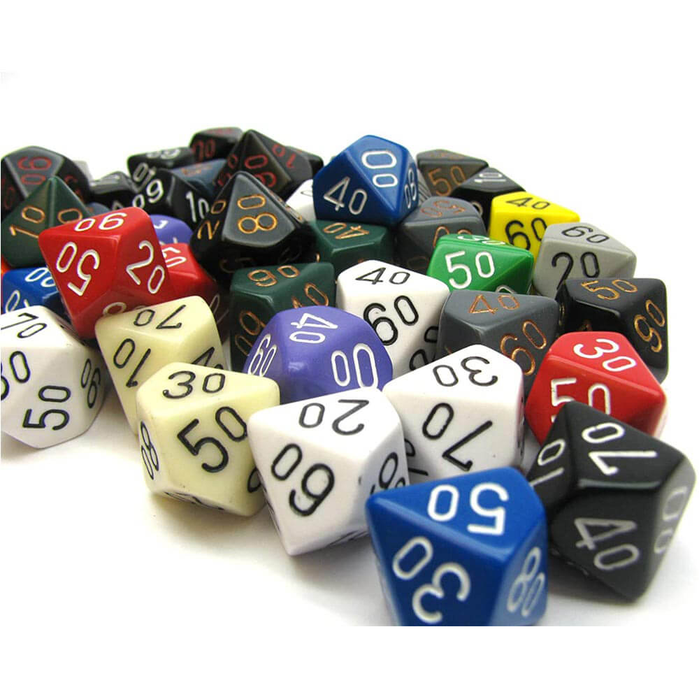 D10 Tens Dice Assorted Loose Poly (50 Dice)