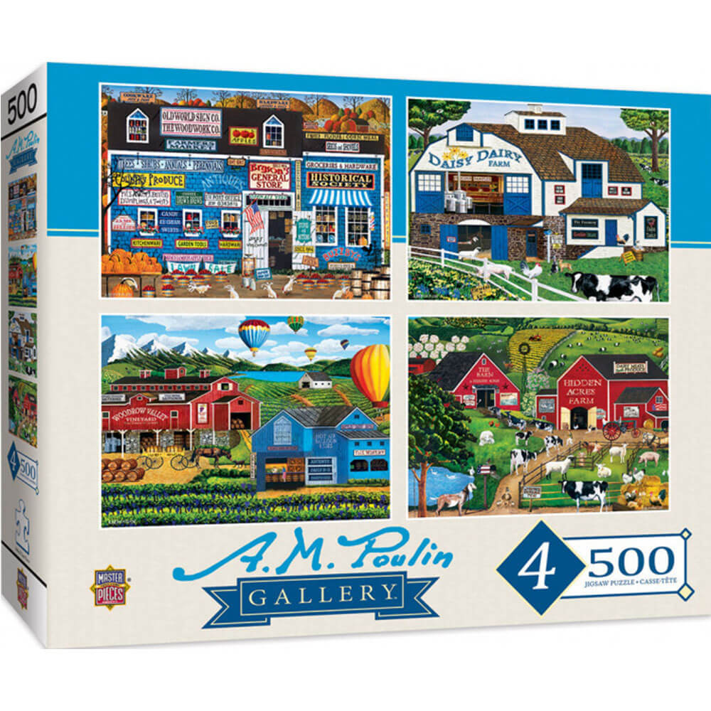 MasterPieces 4er-Pack 500-teiliges Puzzle