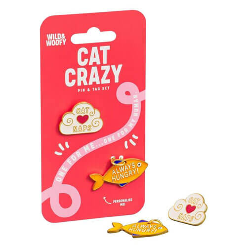 Wild & Woofy Cat Pin & Tag Set
