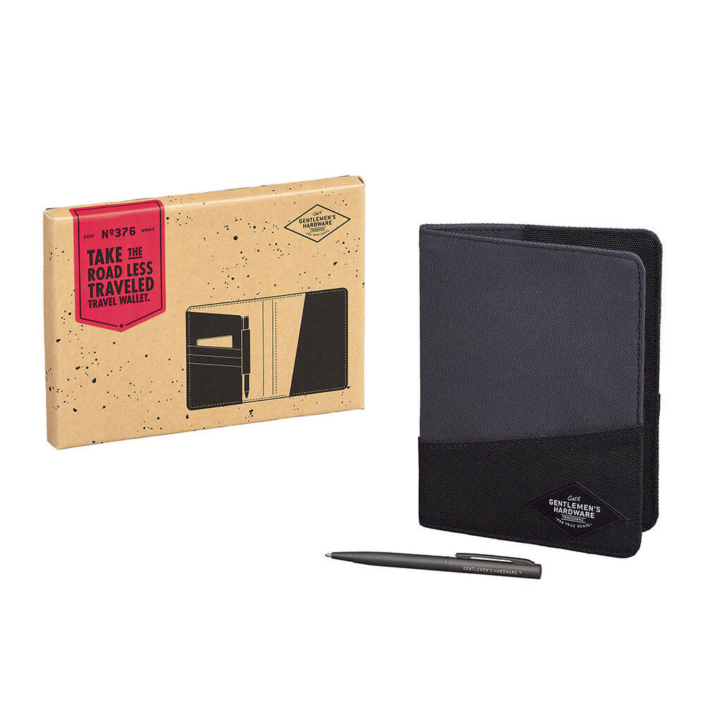 Gentlemen's Hardware svart og grå reiselommebok