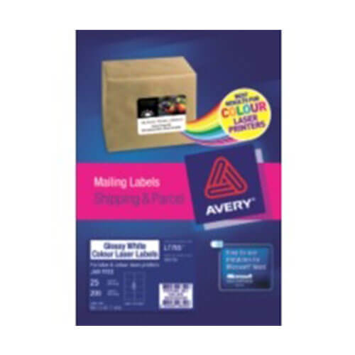 Avery Gloss Label Laser White (25pk)