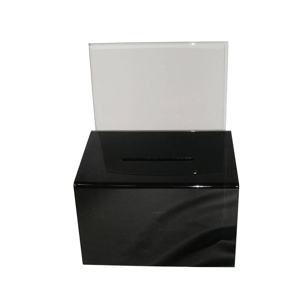 Deflecto Landscape Lockable Ballot Box with Header Smoke A4