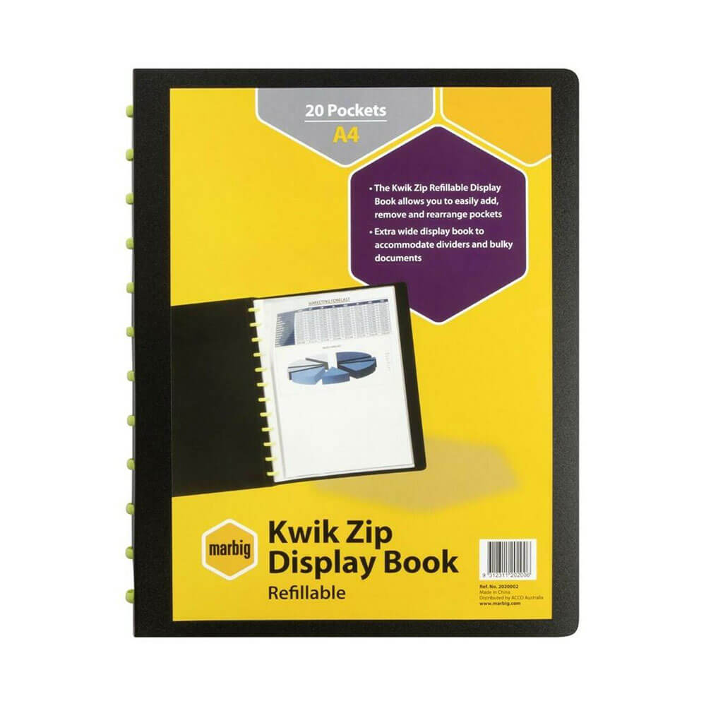 Marbig Kwik Zip ディスプレイ ブック A4 (20 ページ)