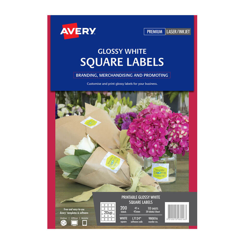 Avery Events & Branding Square Gloss Label 10pk (20/sheet)