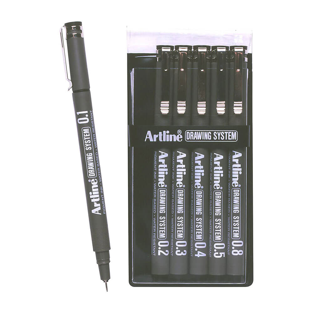 Artline Drawing System Pen Black (Wallet of 6)