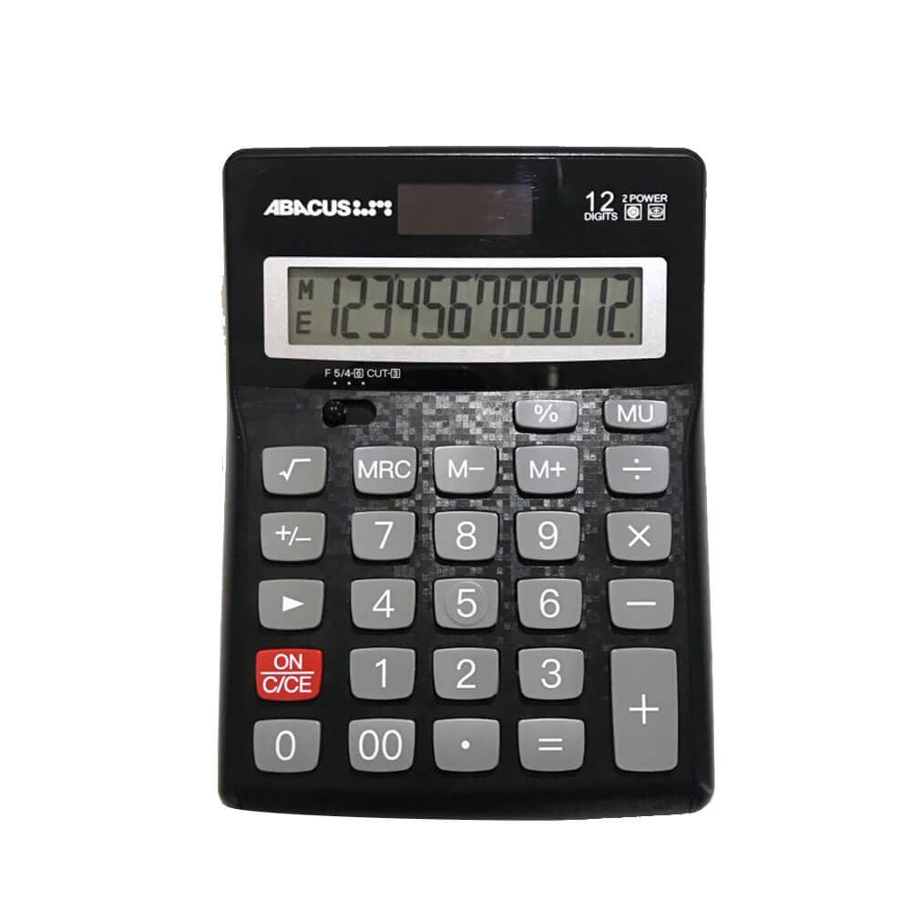 Abacus 12 Digit Desktop Dual Power Calculator