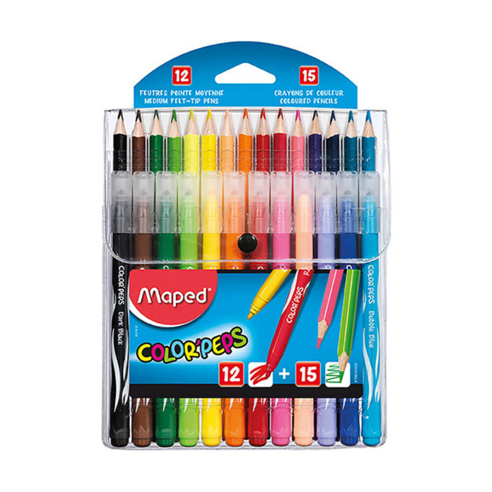 Maped Felt Tip Markers & Coloured Pencils Combo Pack (27pk)