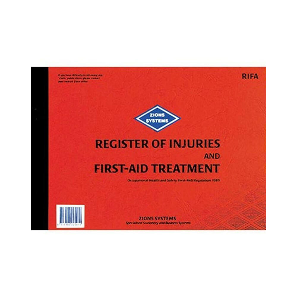 Libro de registro de lesiones y tratamiento de primeros auxilios de Zions (RIFA)