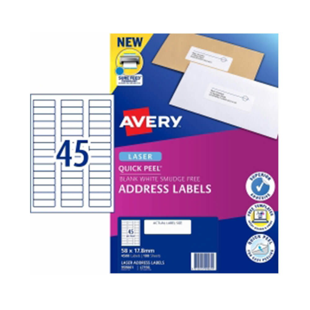 Avery Laser Address Label White (100pk)