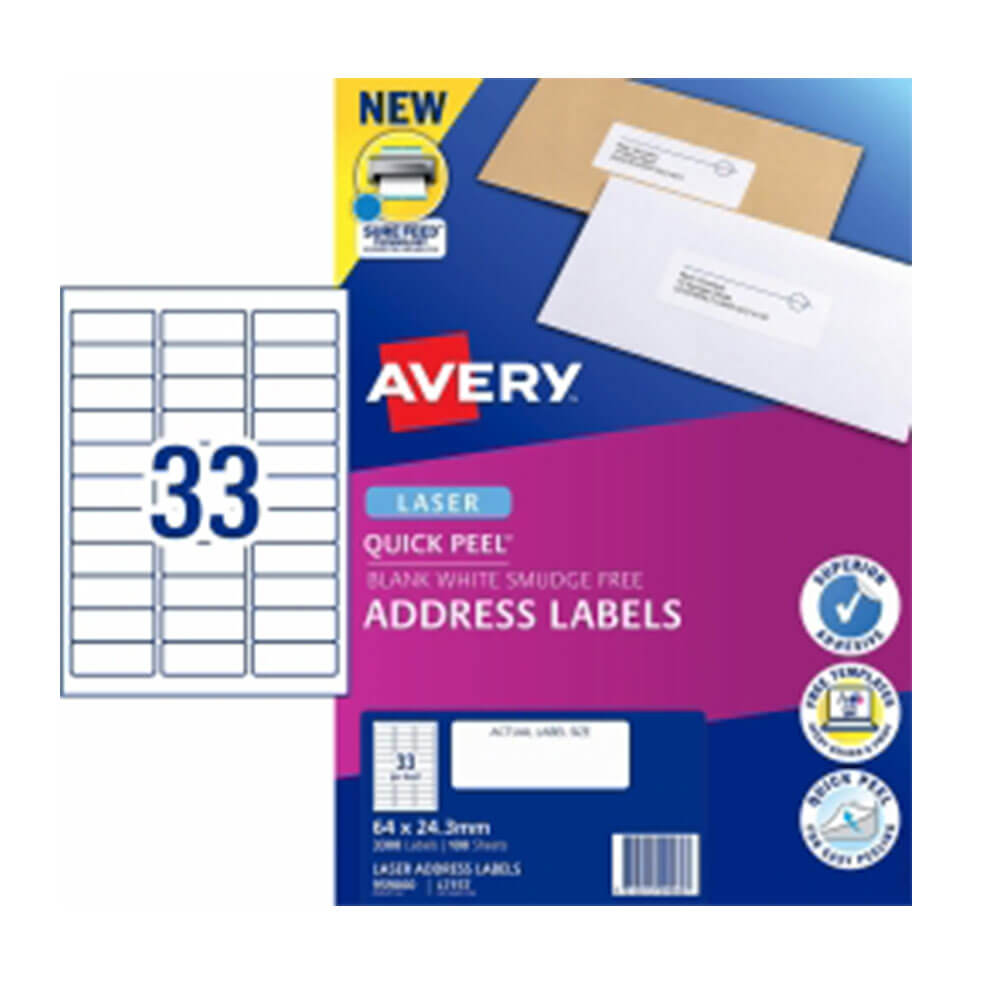 Avery Laser Address Label White (100pk)