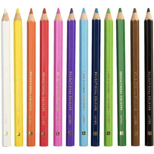 EC Jumbo Triangular Washable Pencils with Sharpener (12pk)