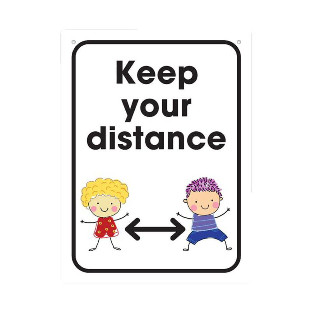 Durus School Keep Your Distance Wall Sign White (225x300mm)