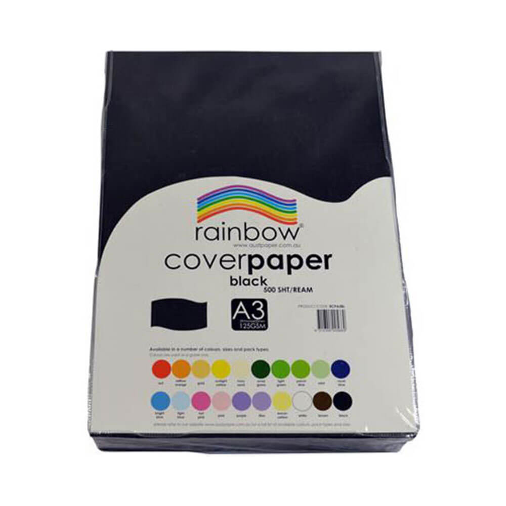 Rainbow Cover Paper 125gsm A3 Black (500pk)