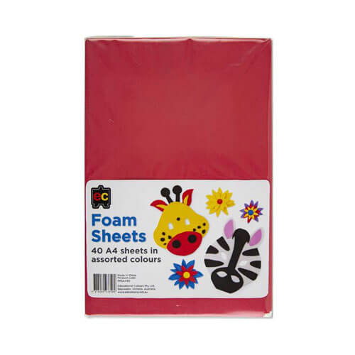 EC Foam Sheets A4 Assorted Colours (40pk)