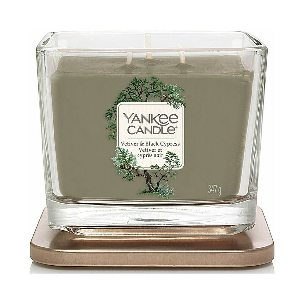 Yankee Candle quadratisches Weihnachts-Vetiver und schwarze Zypresse (3 Dochte)