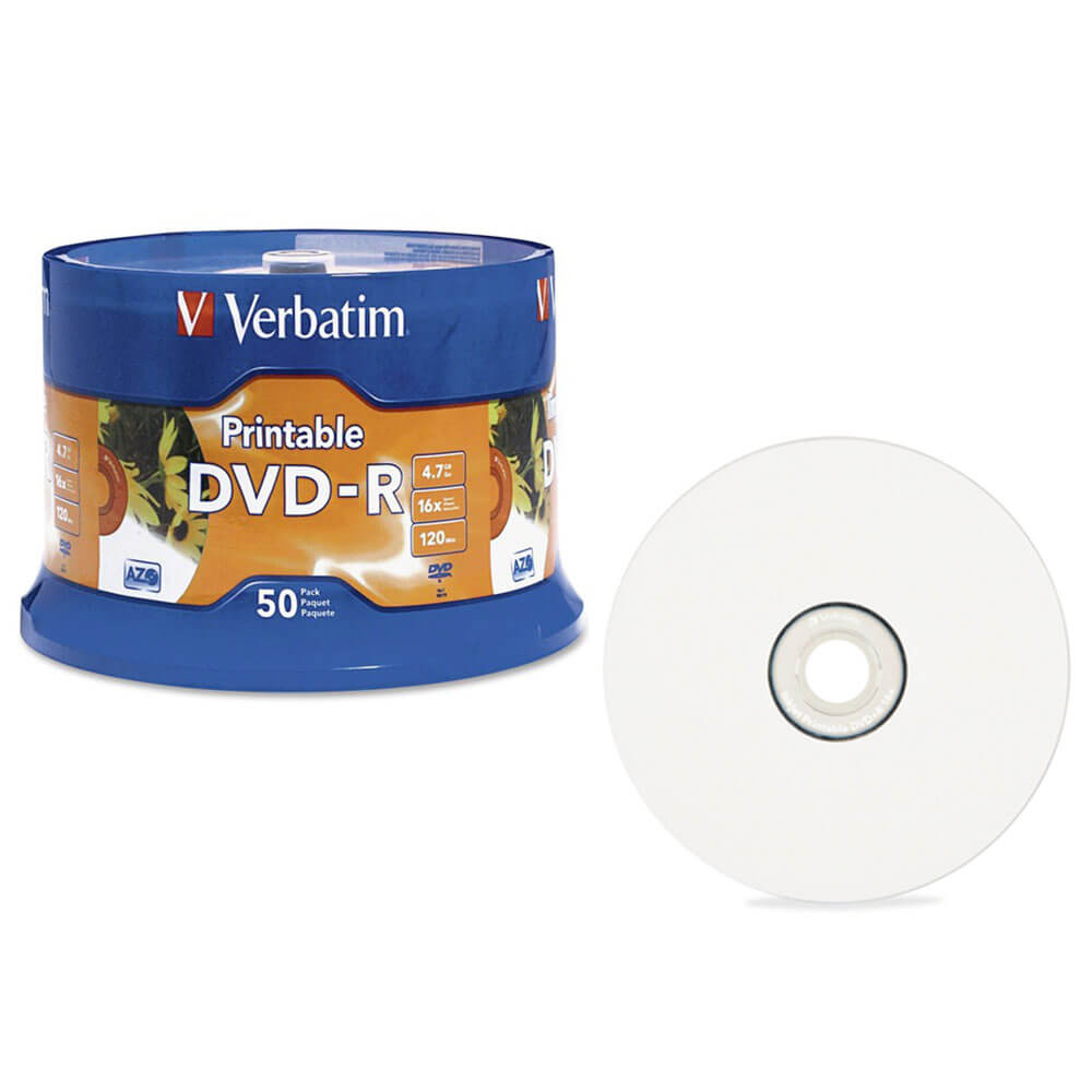 Verbatim Inkjet Printable DVD-R White 50pk (4.7GB)