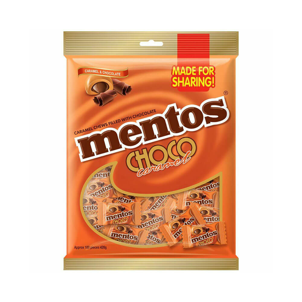 Mentos choco caramel kussensloop snoep 420g (100st)